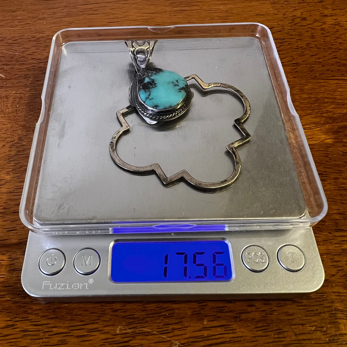 Tony Yazzie Thunder Mountain Turquoise Quatrefoil Pendant