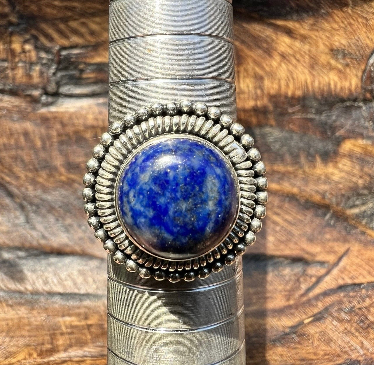 Lapis Lazuli Statement Ring – Sterling Silver Size 8.25