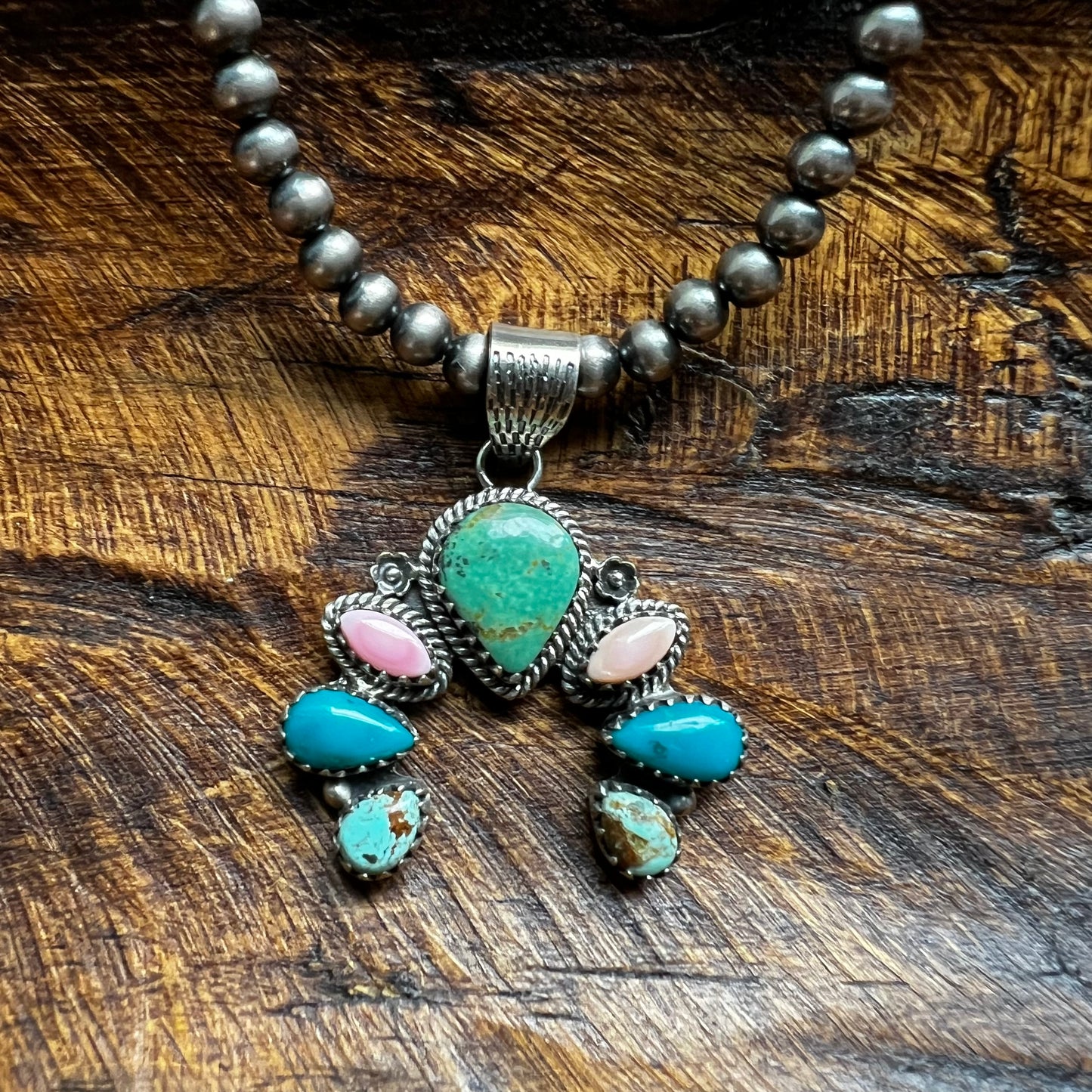 Kingman Turquoise & Queen Conch Naja Pendant