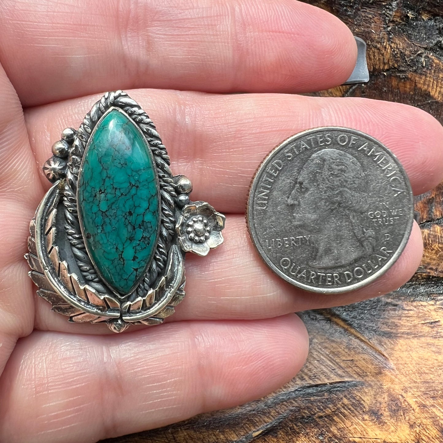 Kingman Turquoise Marquise Statement Ring in Handcrafted Sterling Silver