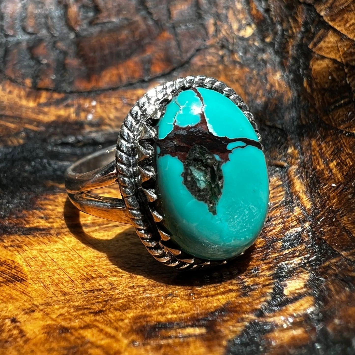 Sterling Silver Kingman Turquoise Ring Size 8