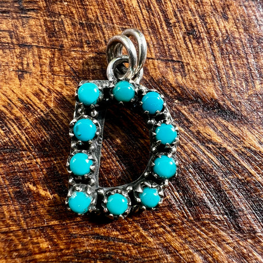 Kingman Turquoise Initial D Pendant Sterling Silver 925 Letter Charm
