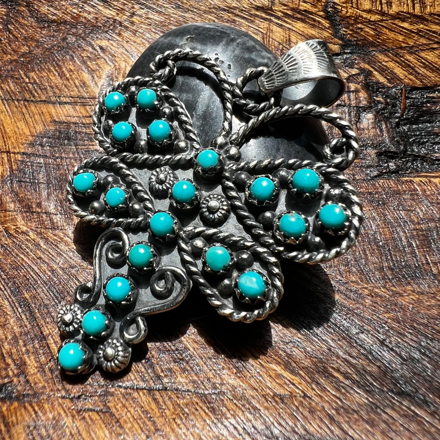 Kingman Turquoise Dragonfly Pendant in Sterling Silver