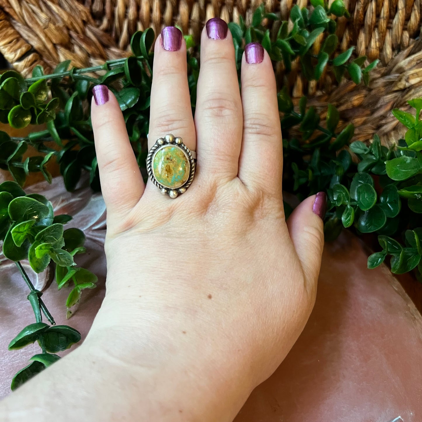 Antoinette Martinez Royston Turquoise Ring Sterling Silver Adjustable 9.5