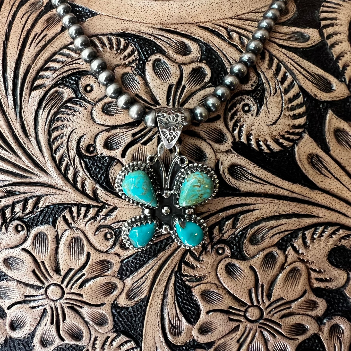 Kingman Turquoise Butterfly Pendant | Sterling Silver Southwestern