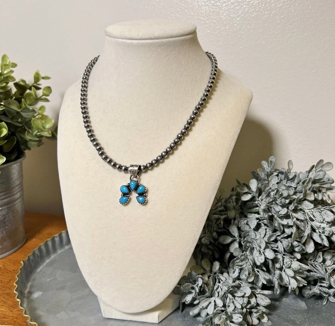 Kingman Turquoise Mini Naja Pendant | Sterling Silver
