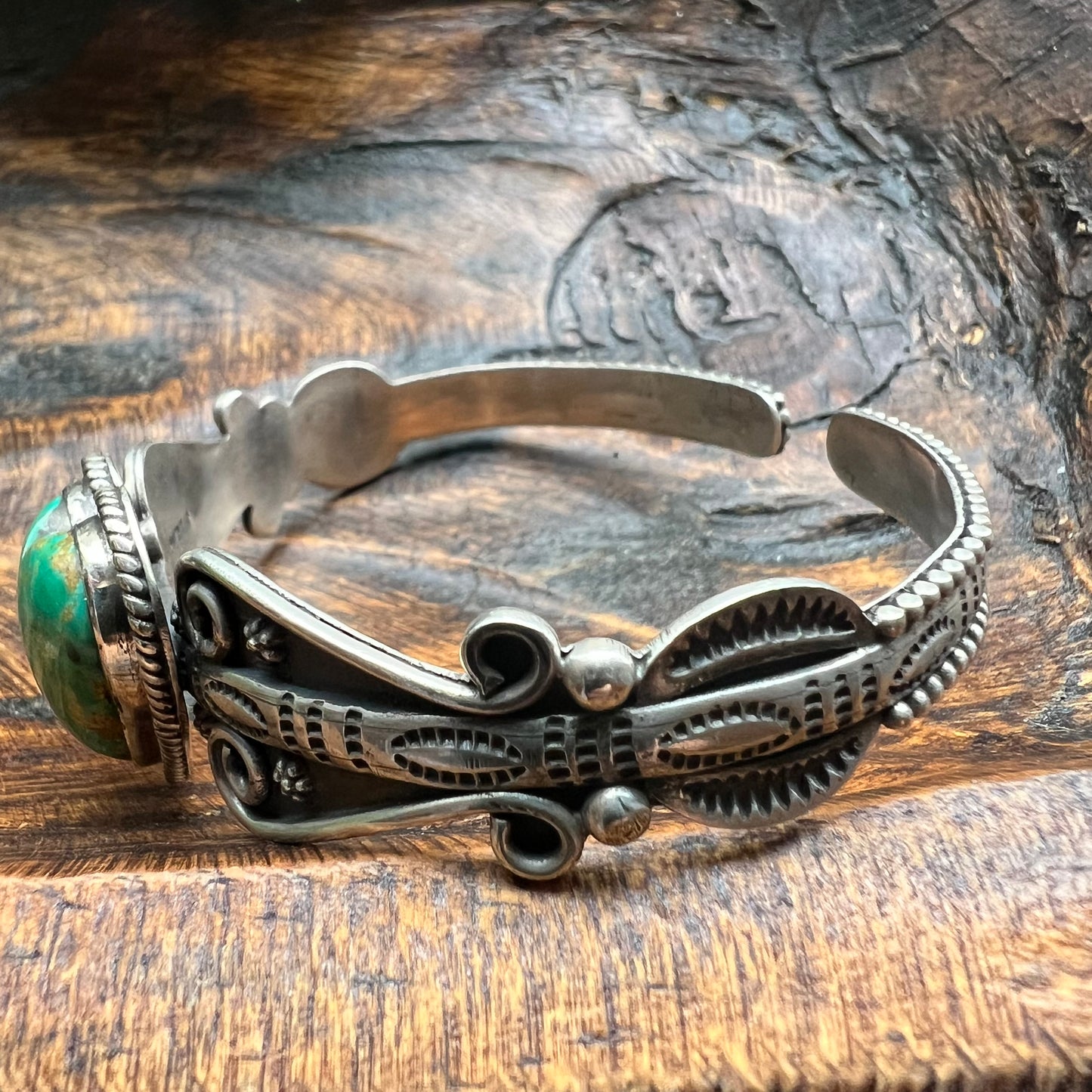 Kingman Turquoise Heart Cuff Bracelet