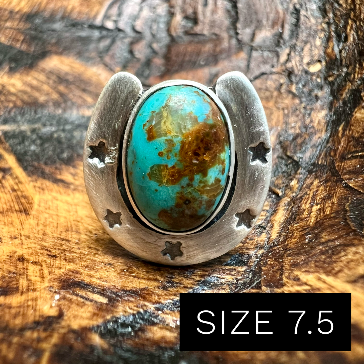 Sterling Silver Horseshoe Statement Ring – Turquoise, Spiny Oyster & Queen Conch Options