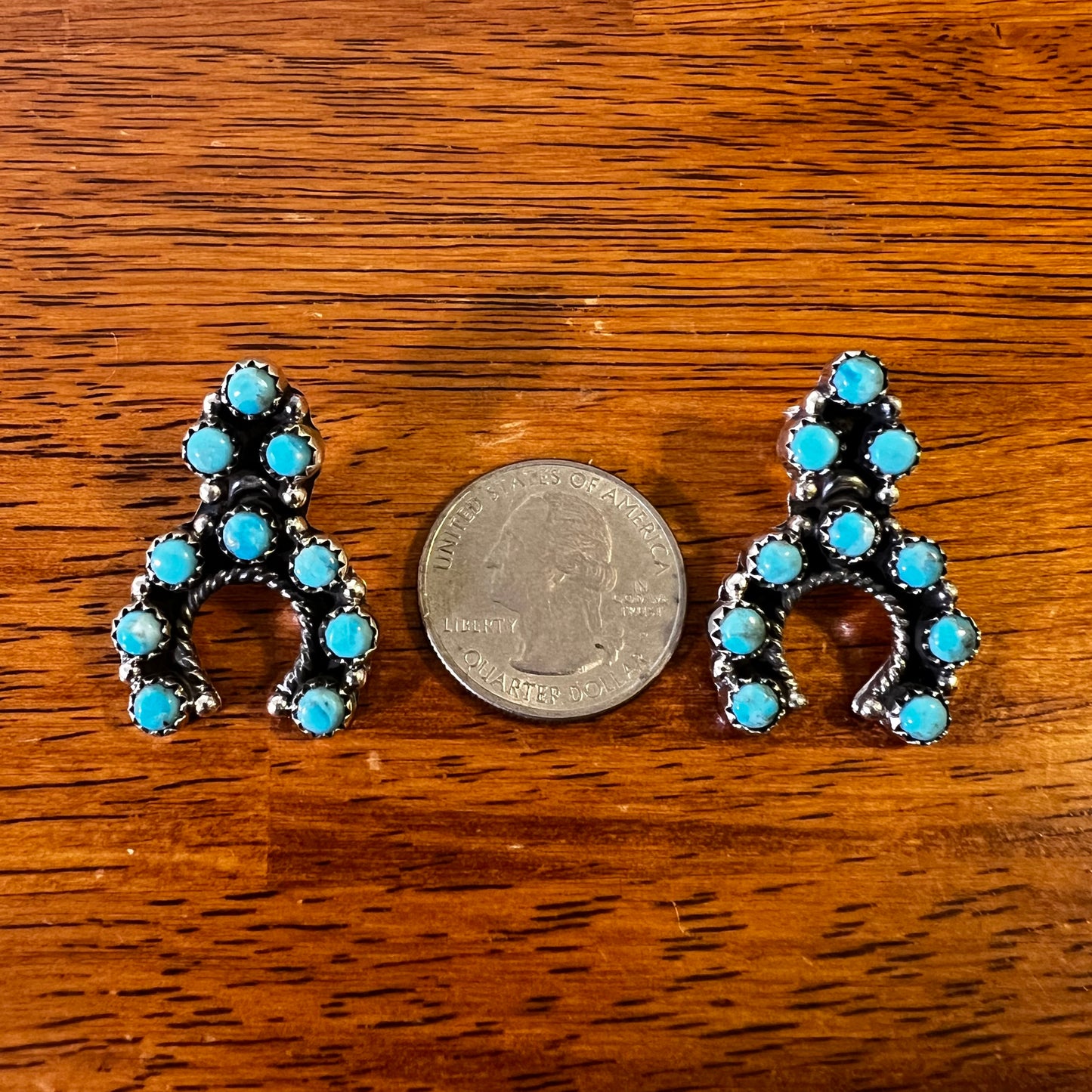 Hada Collection Kingman Turquoise Sterling Silver Naja Earrings