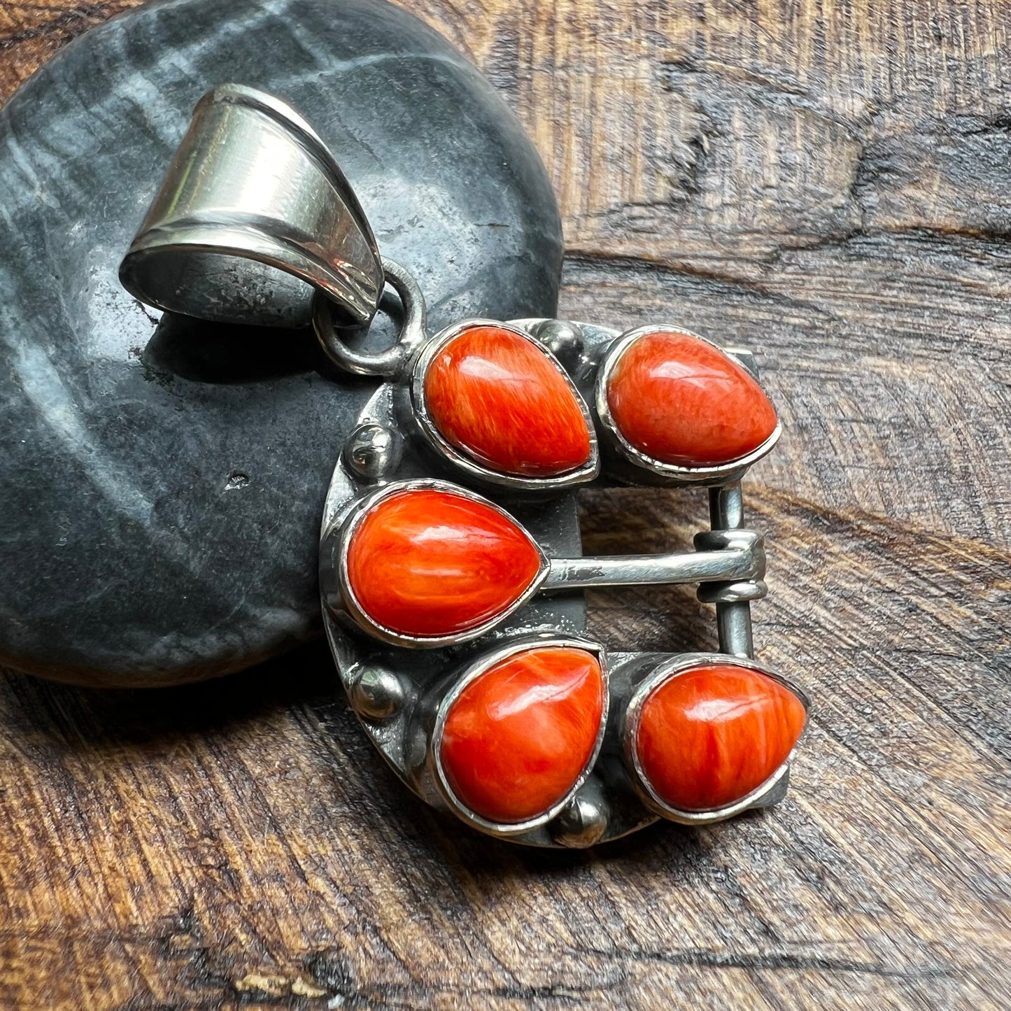 Spiny Oyster Belt Buckle Pendant in Sterling Silver