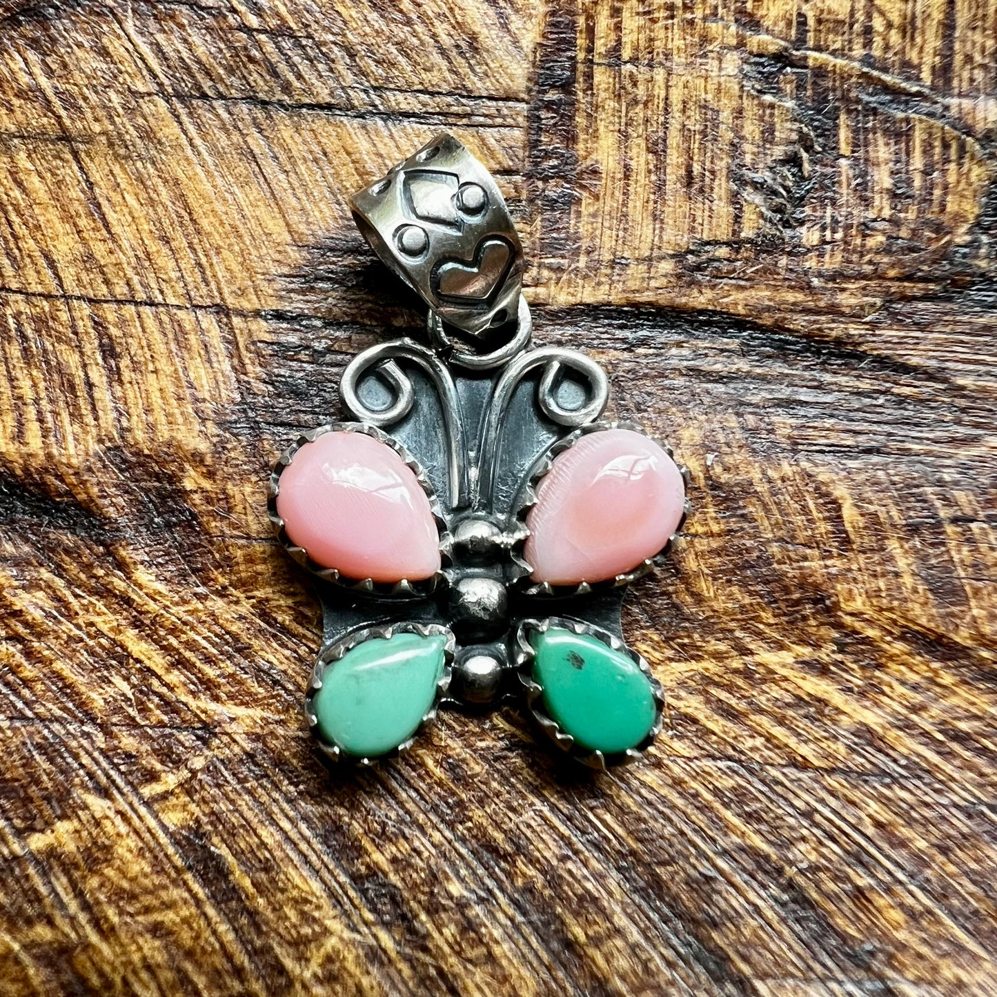Sterling Silver Queen Conch & Turquoise Butterfly Pendant