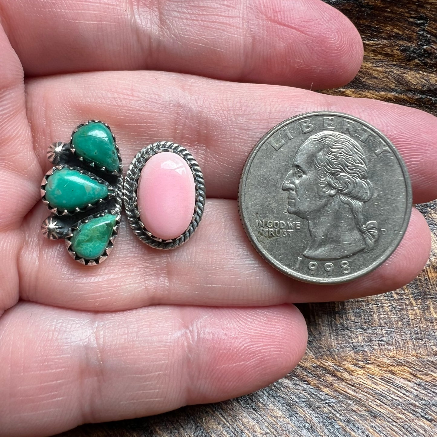Sterling Kingman Turquoise Queen Conch Floater Ring Size 9