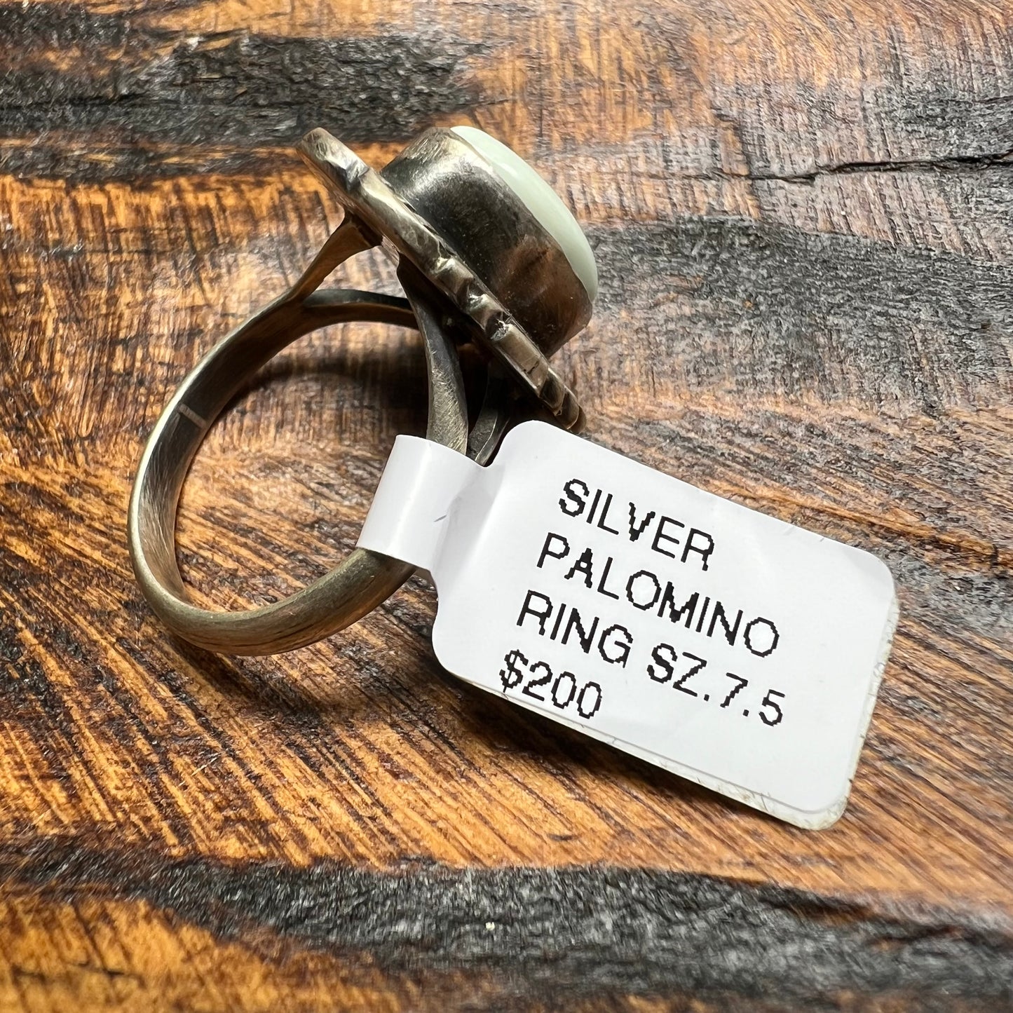 Virgil Chee Navajo Sterling Silver Palomino Turquoise Ring Size 7.5