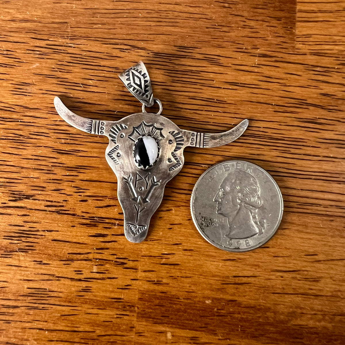 Sterling Silver Steer Head Pendant – Sonoran Gold or White Buffalo