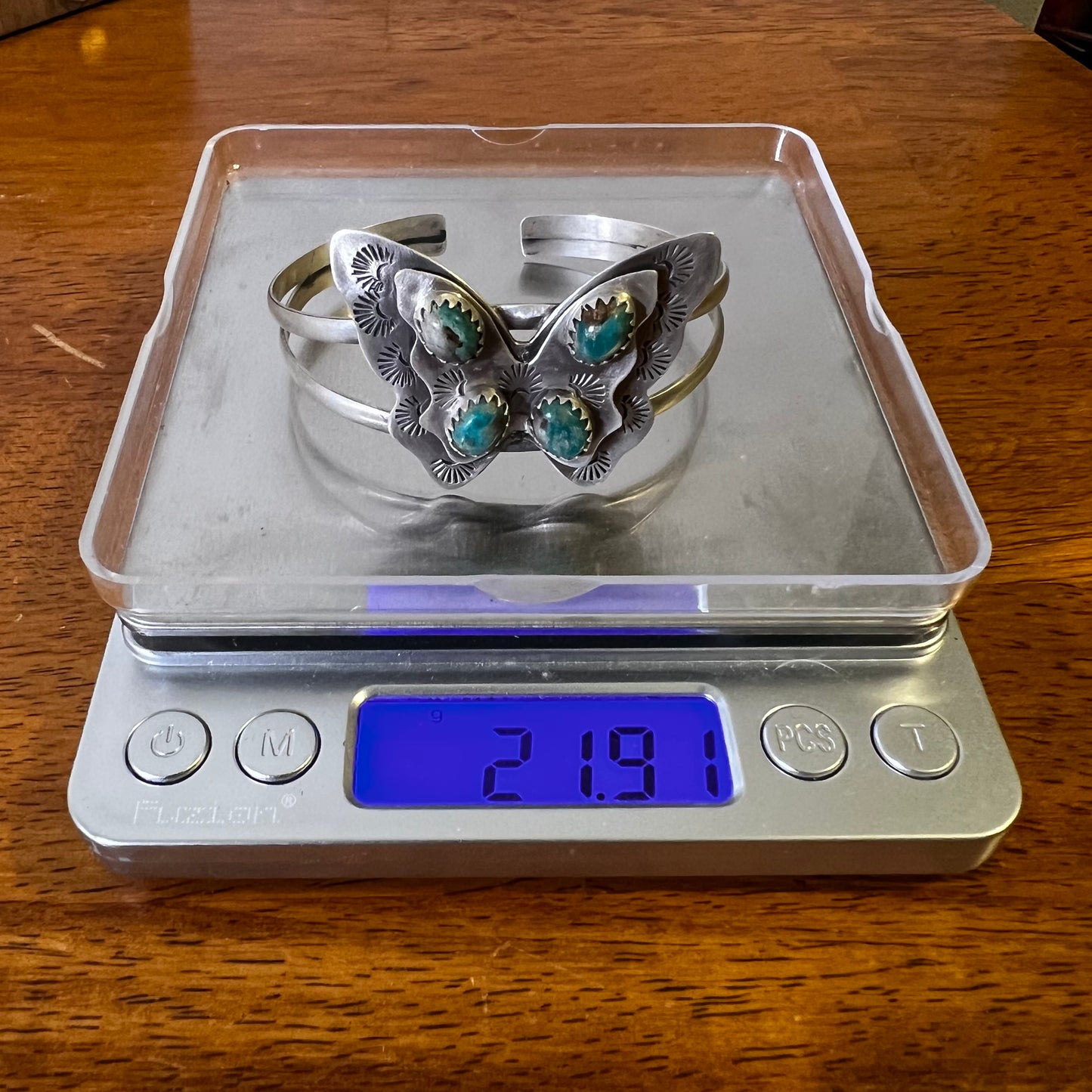 Fox Turquoise Butterfly Sterling Silver Cuff Bracelet