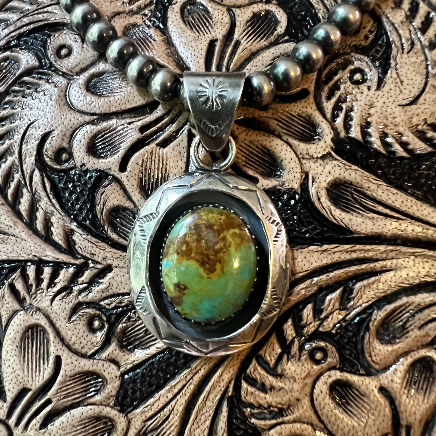 Sterling Silver Kingman Turquoise Shadowbox Pendant