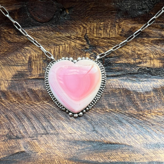 Queen Conch Shell Heart Statement Necklace in Sterling Silver