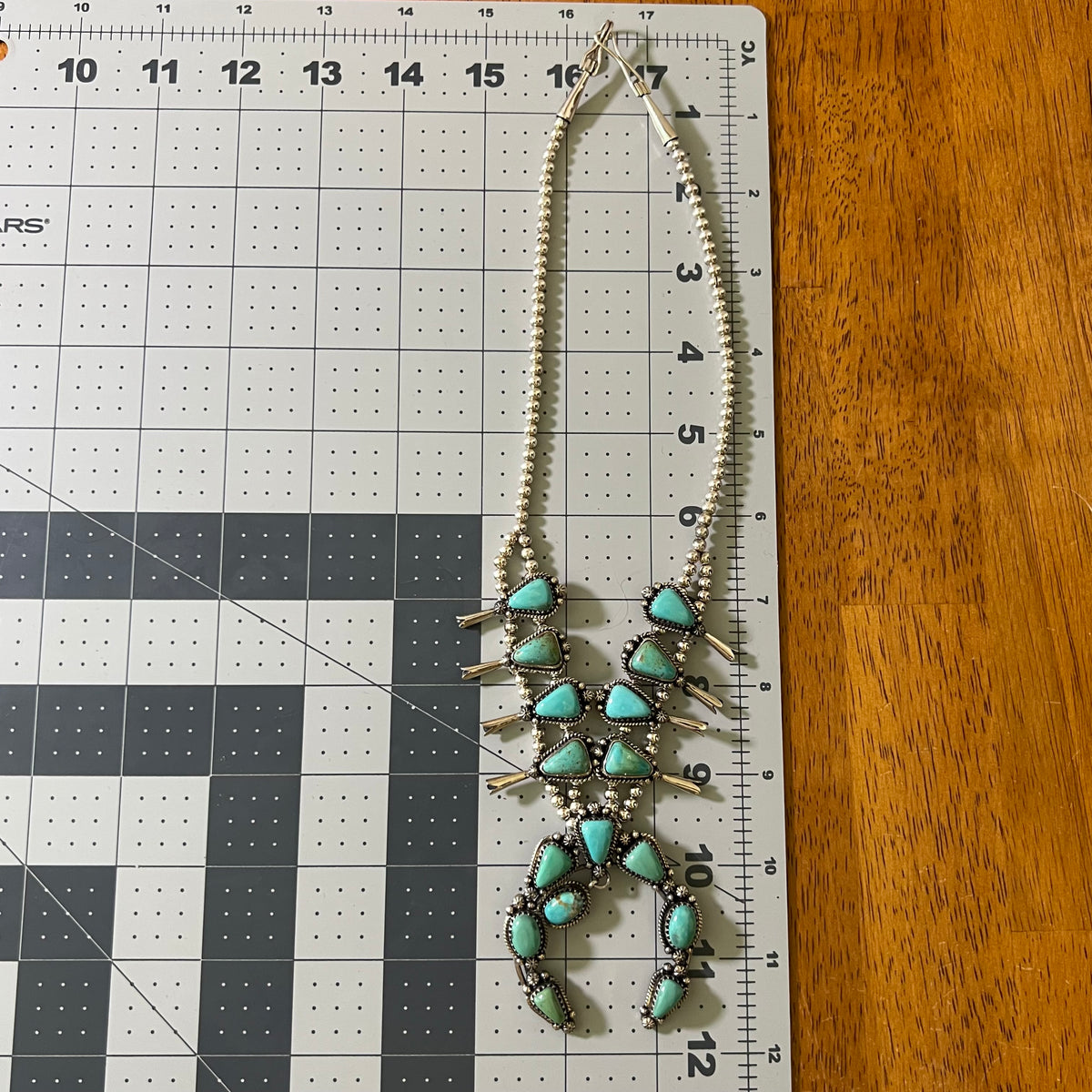 Kingman Turquoise Squash Blossom Necklace Sterling Silver