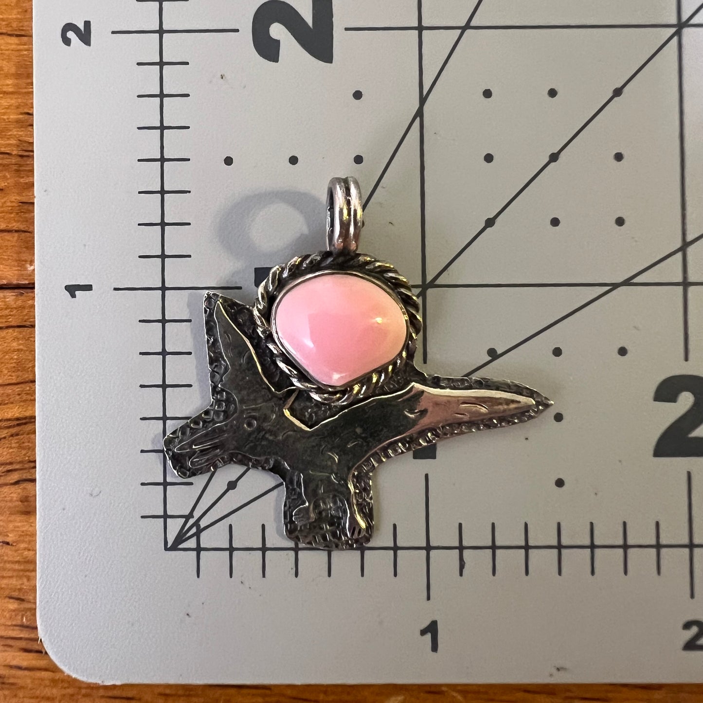 Sterling Silver Pink Conch Pterodactyl Dinosaur Pendant