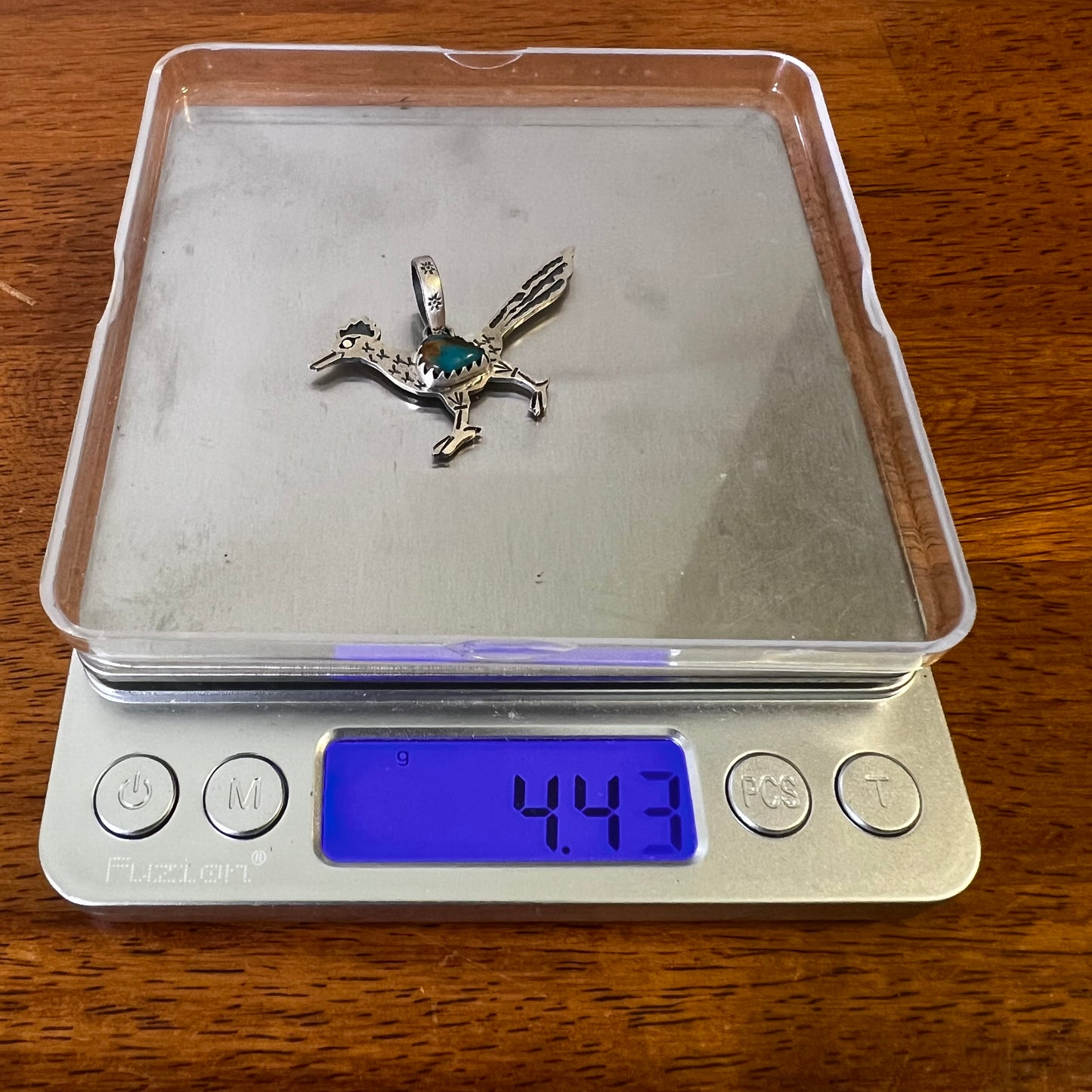 Southwestern Sterling Silver Roadrunner Turquoise Pendant