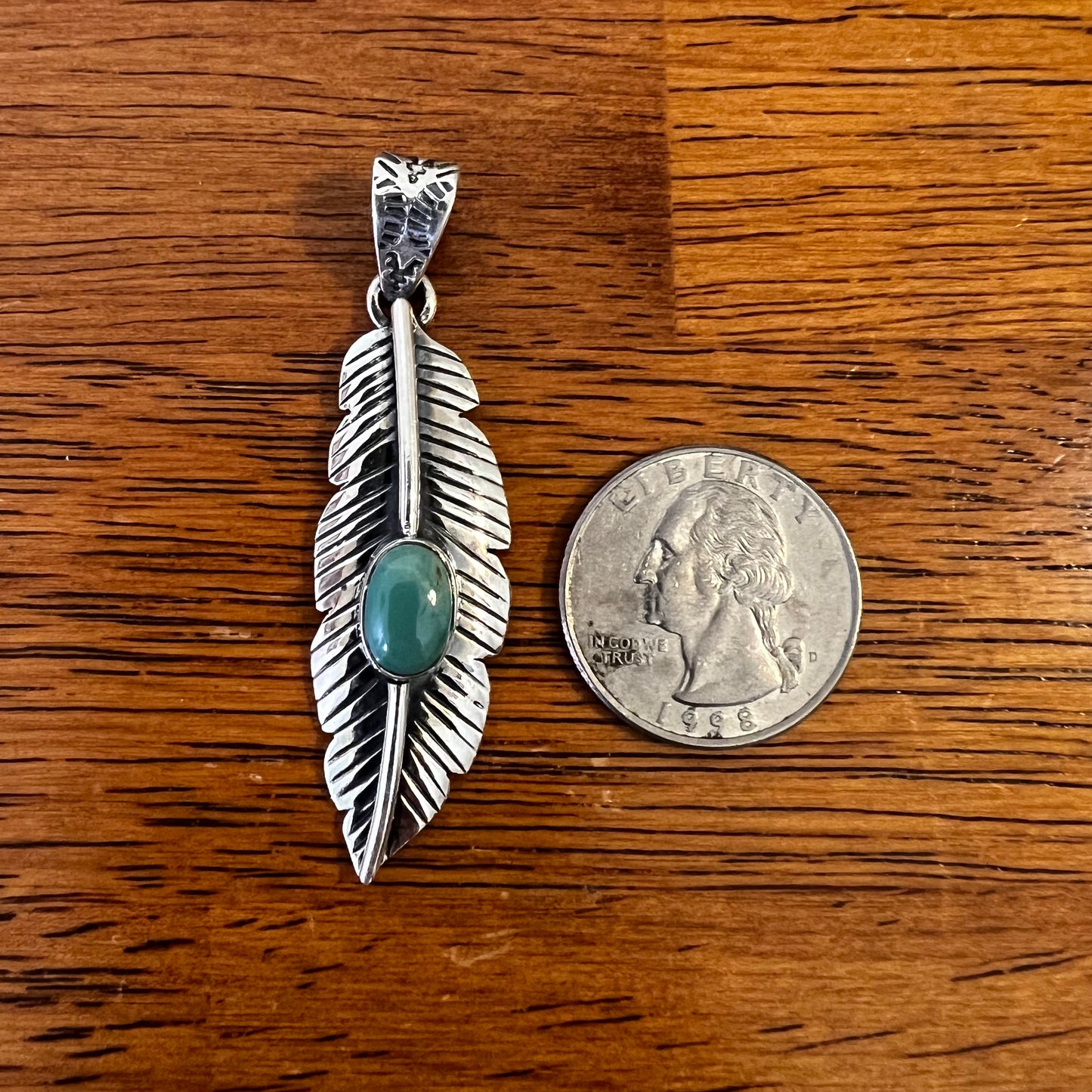Sterling Silver | Kingman Turquoise Feather Pendant