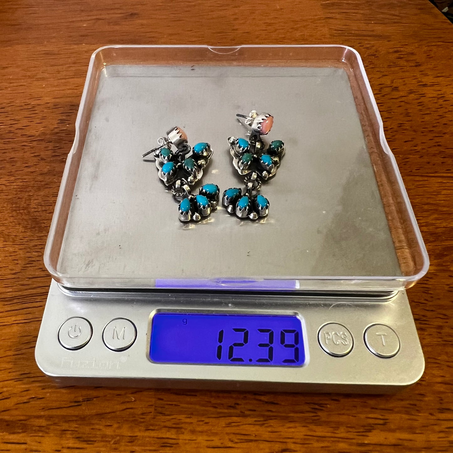 Sterling Silver Kingman Turquoise & Queen Conch Butterfly Dangle Earrings