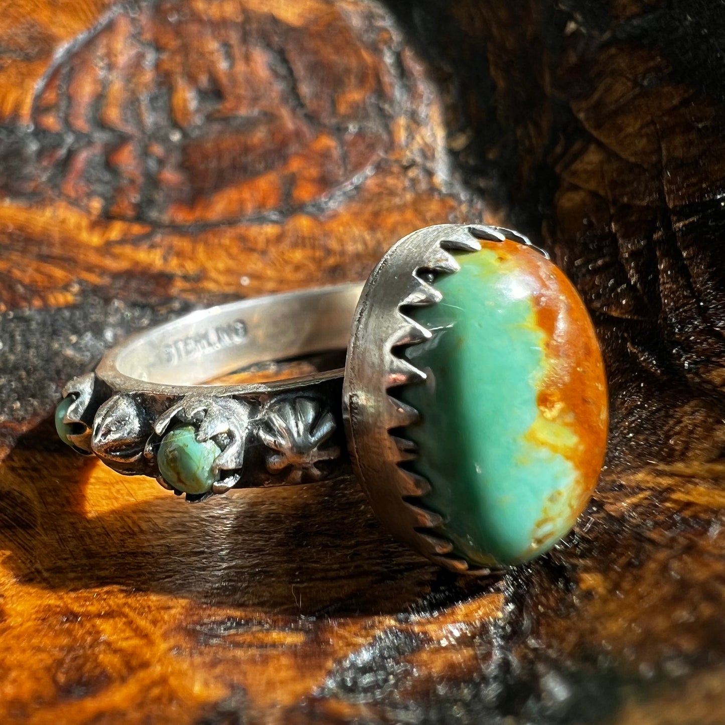 Sterling Silver & Kingman Turquoise Ring | Infinity Band | Size 10.5