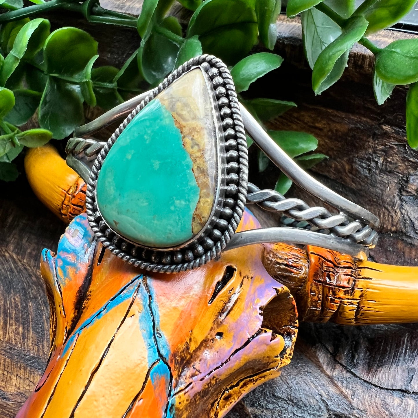 Sterling Silver & Kingman Turquoise Statement Cuff