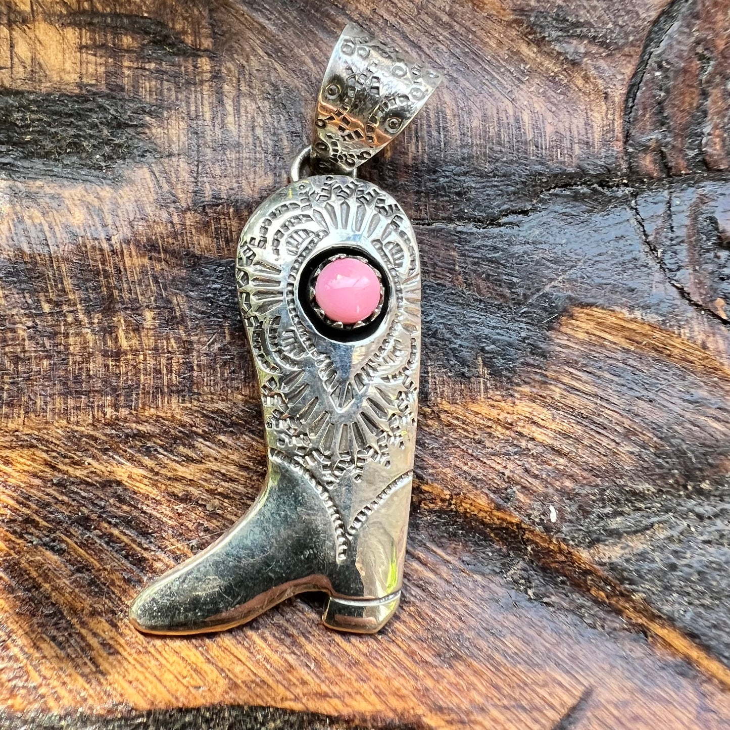 Queen Conch Cowboy Boot Pendant | Handcrafted Sterling Silver