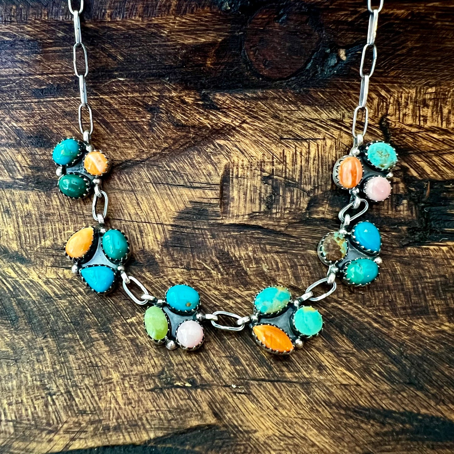 Sterling Silver Multi-Stone Choker Necklace