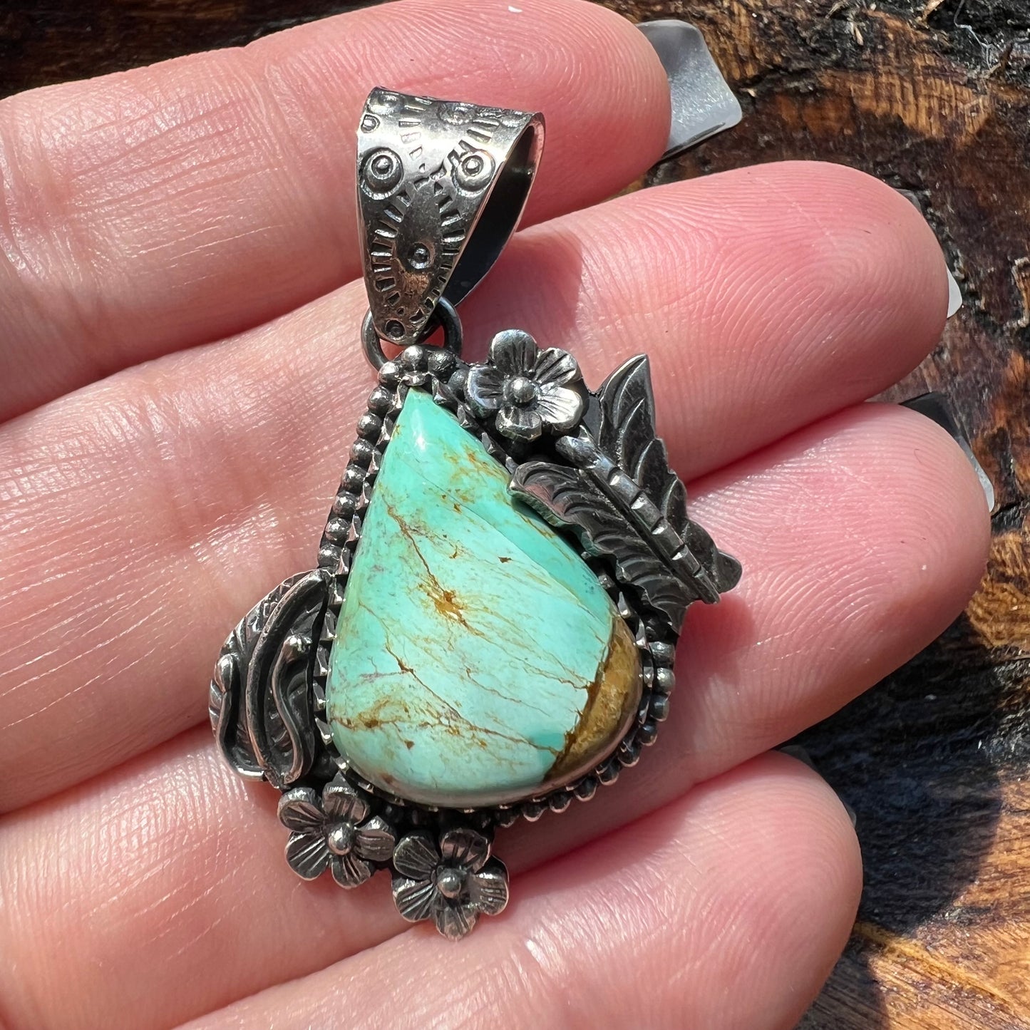 ✨ Sterling Silver Kingman Turquoise Pendant