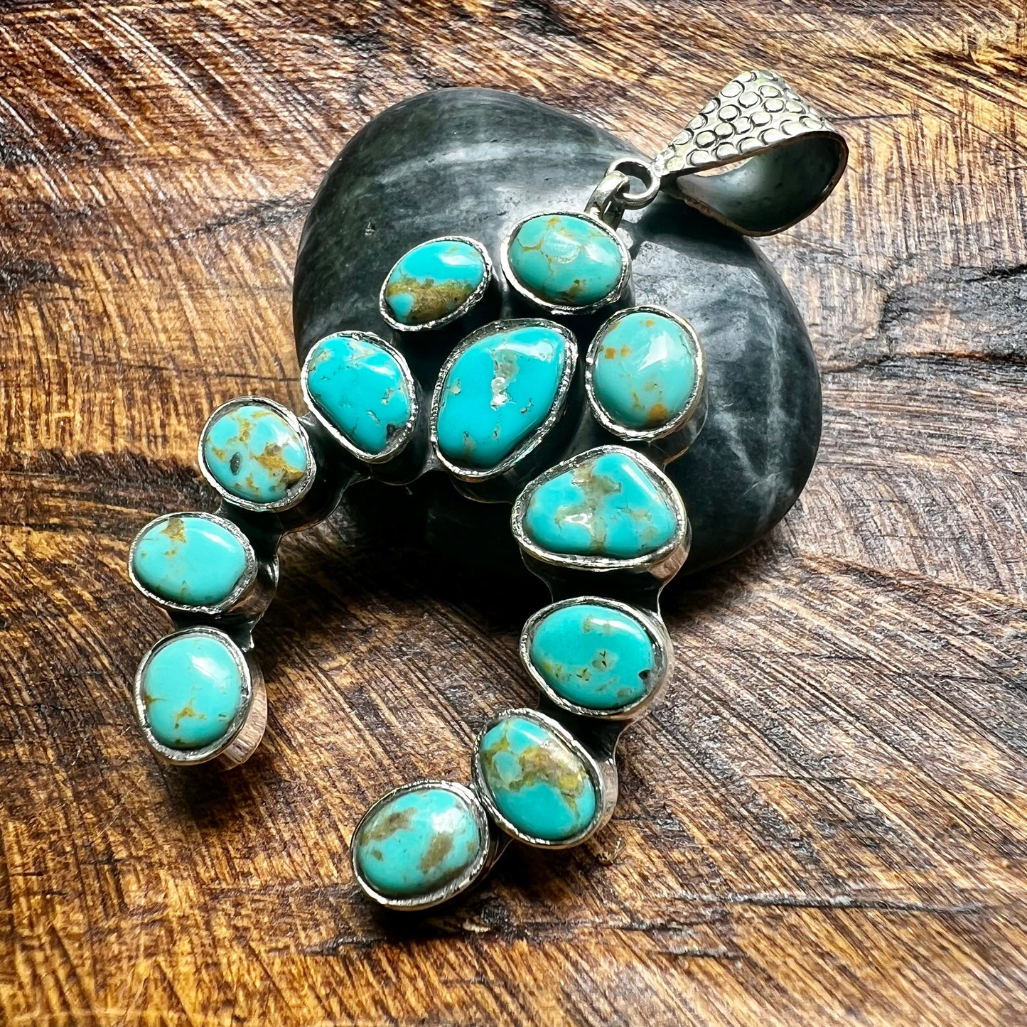 Sterling Silver Kingman Turquoise Naja Pendant
