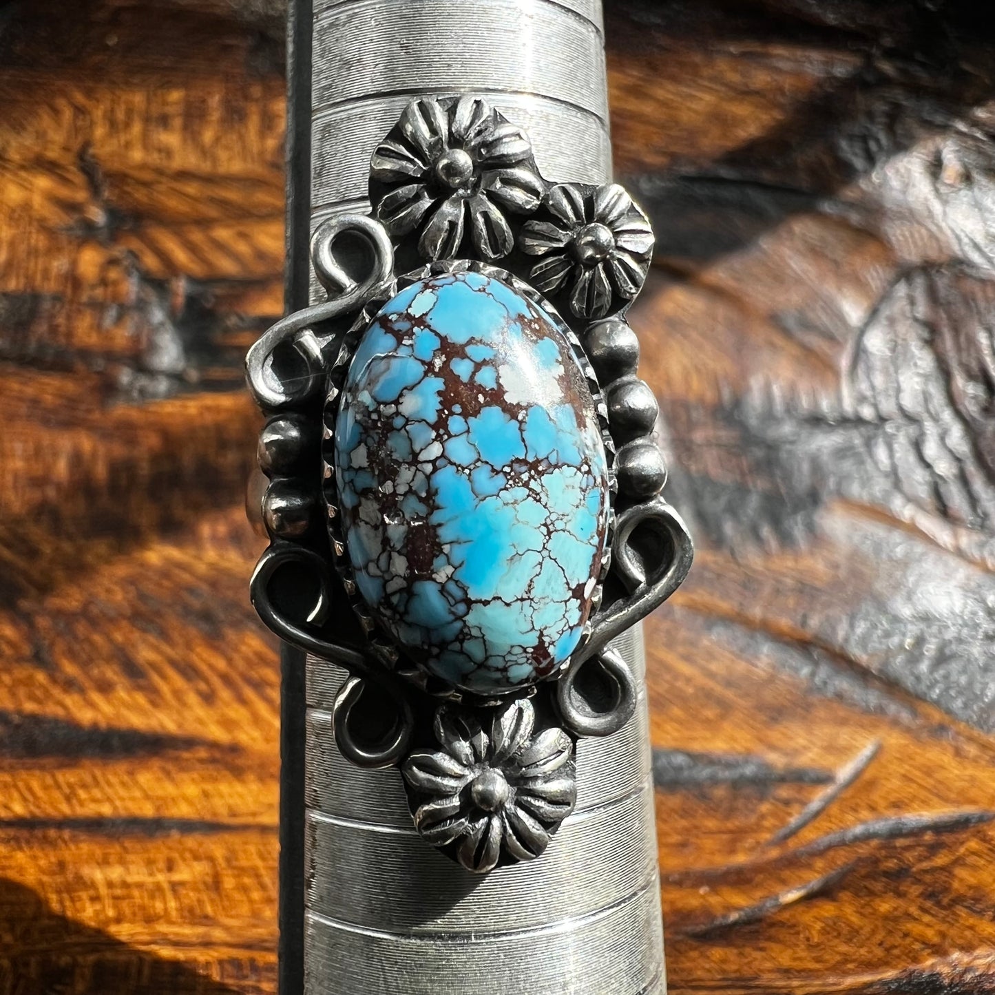 Sterling Silver & Golden Hills Turquoise Ring | Size 9 (Adjustable)