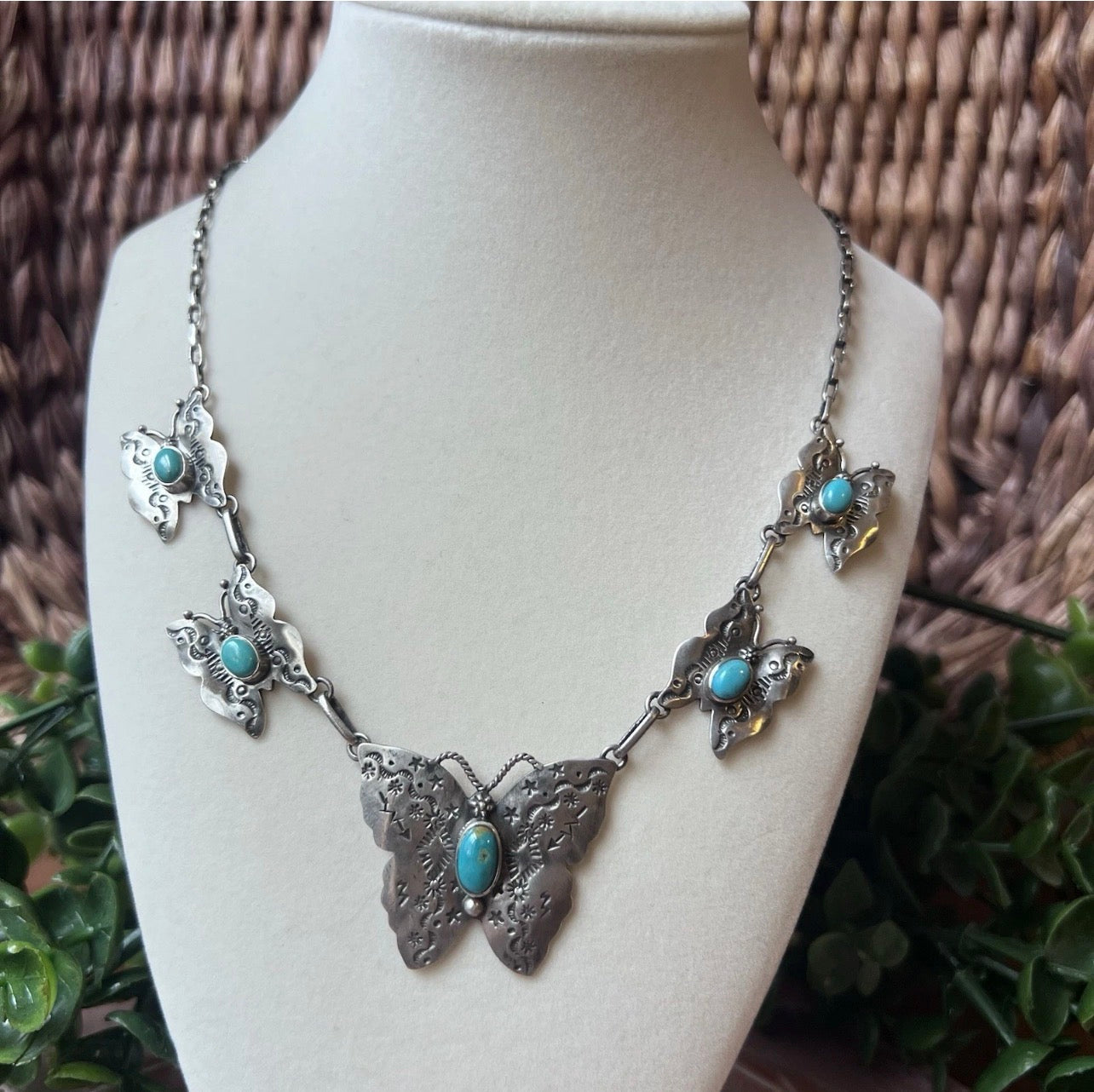 Kingman Turquoise Butterfly Station Necklace