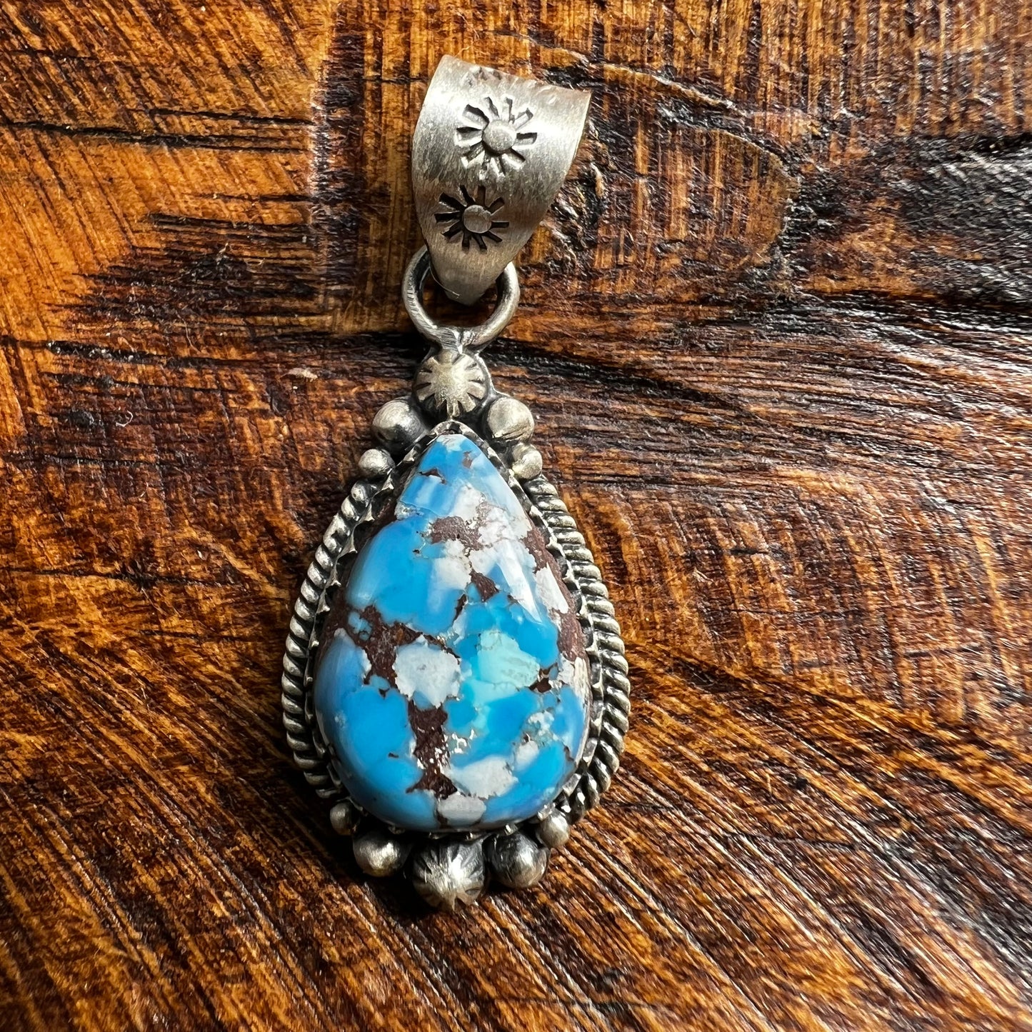 Sterling Silver Golden Hills Turquoise Teardrop Pendant