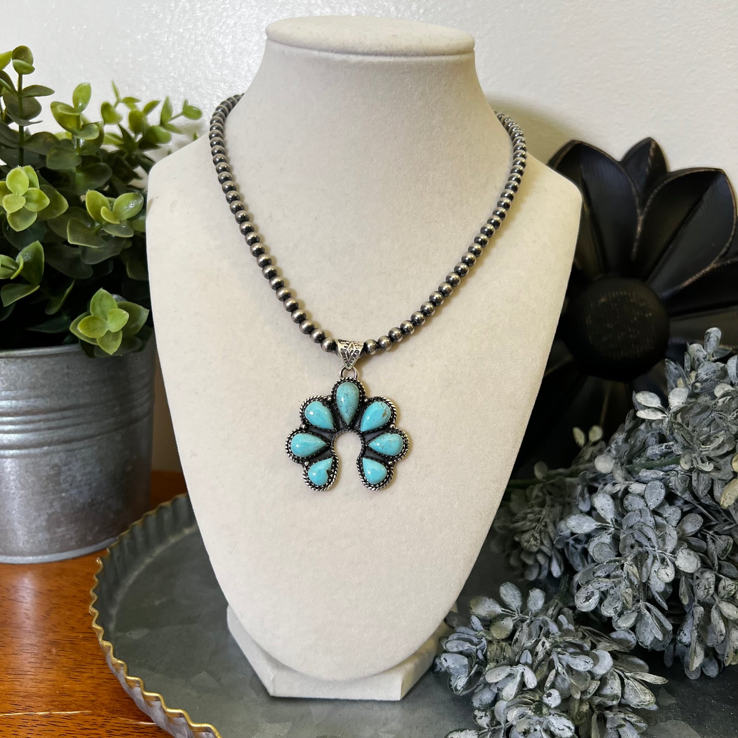 Kingman Turquoise Naja Pendant in Sterling Silver – Handcrafted Southwestern