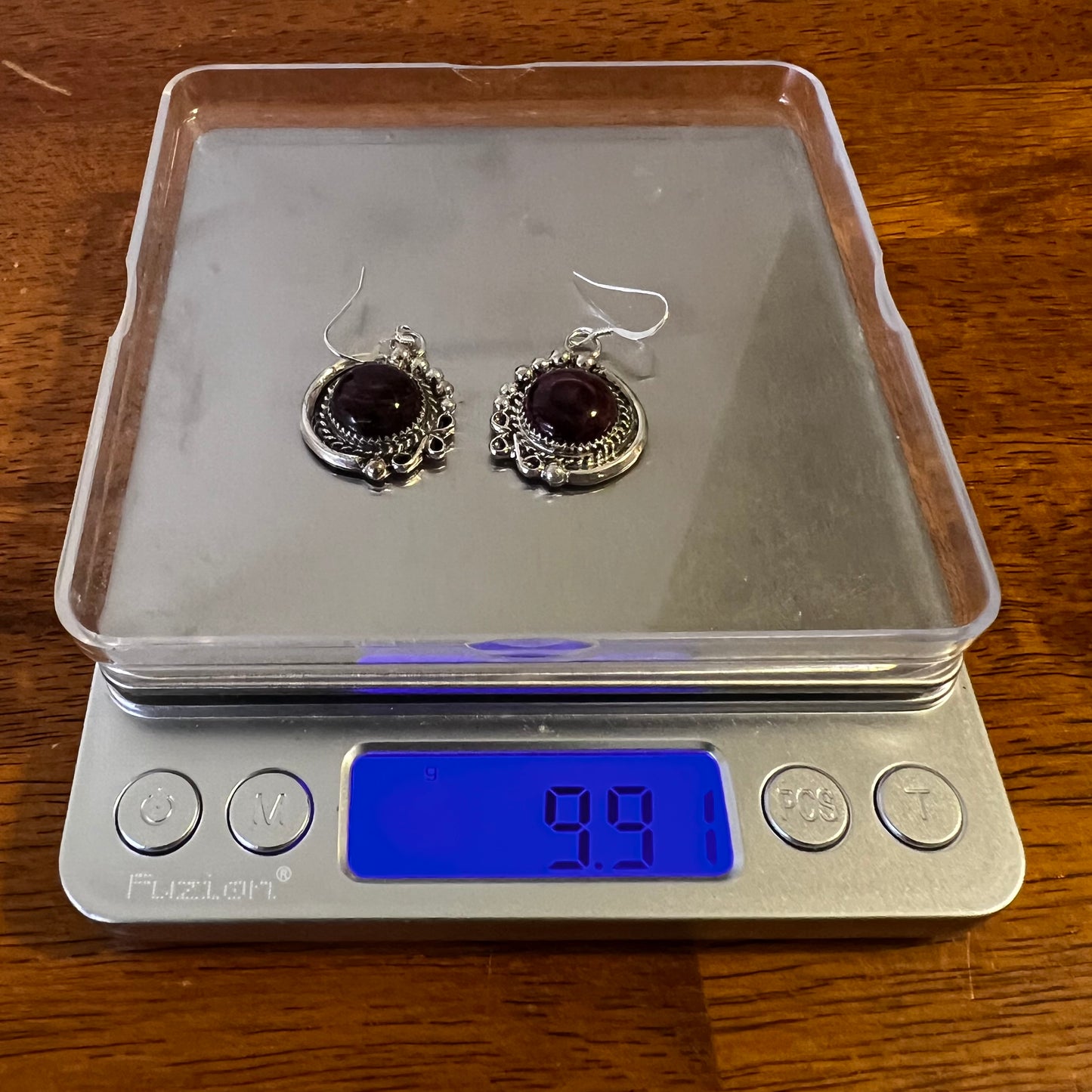 Sterling Silver Purple Spiny Oyster Earrings by Donovan Nez Navajo Handmade