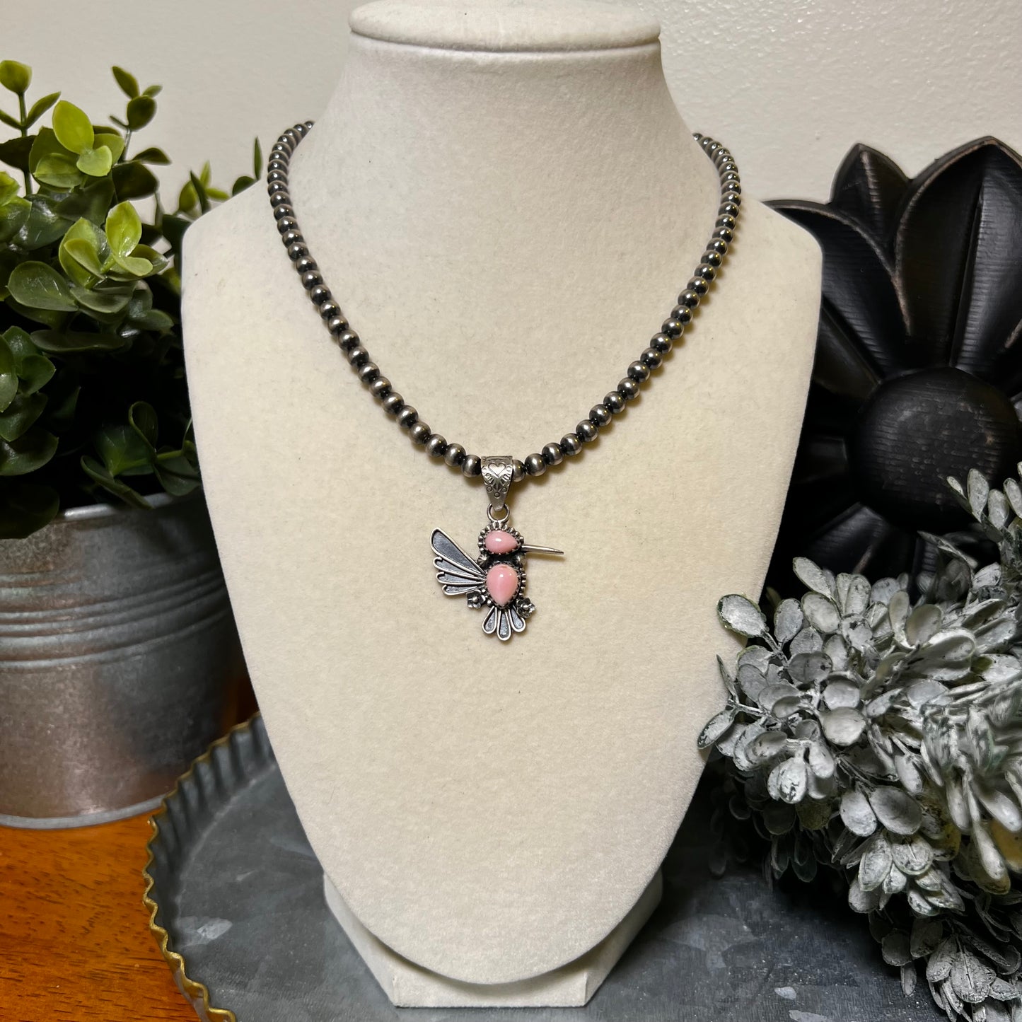 Sterling Silver Pink Queen Conch Hummingbird Pendant