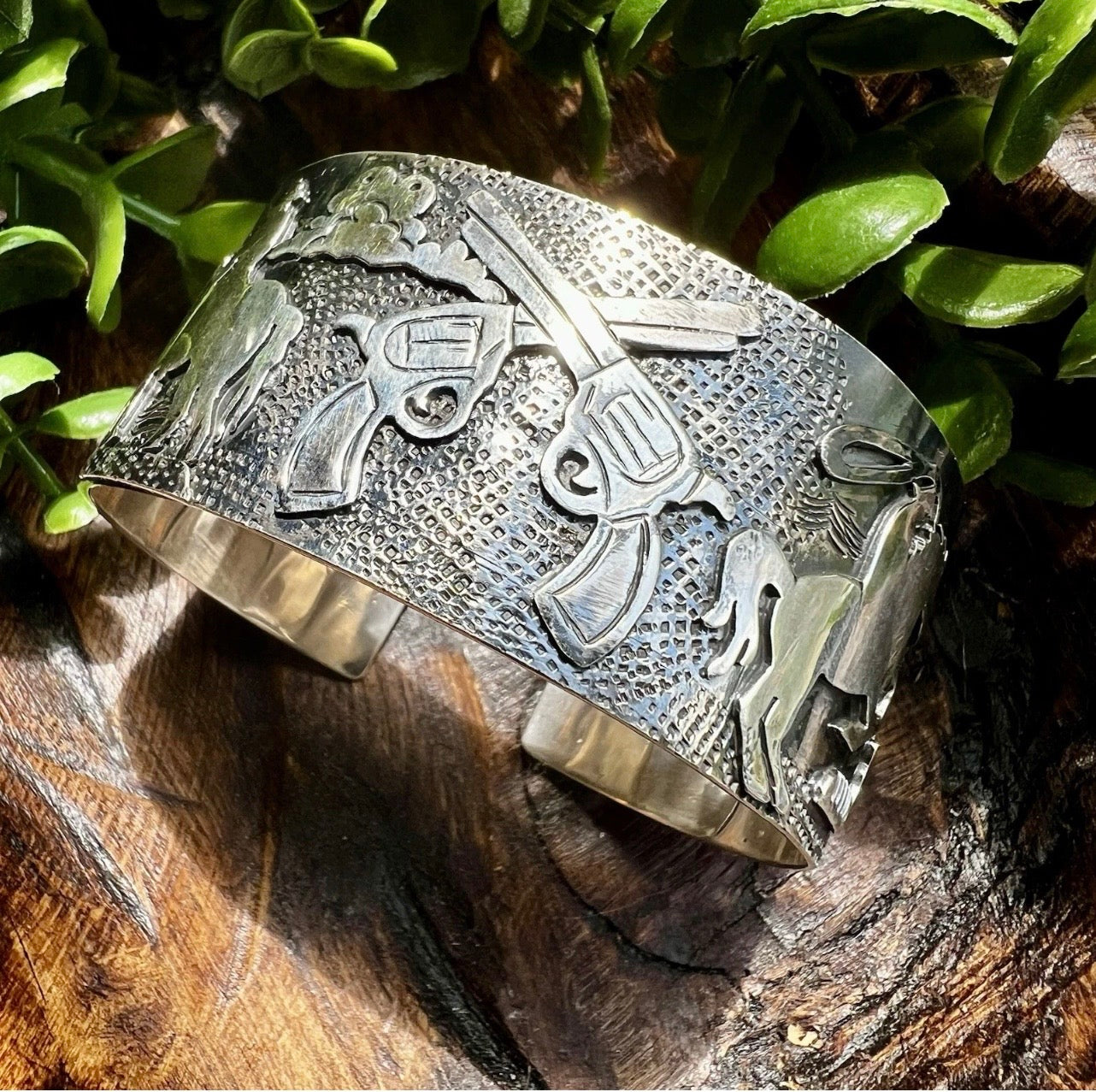 Sterling Silver Western Storyteller Cuff Bracelet | Handcrafted Collector Piece