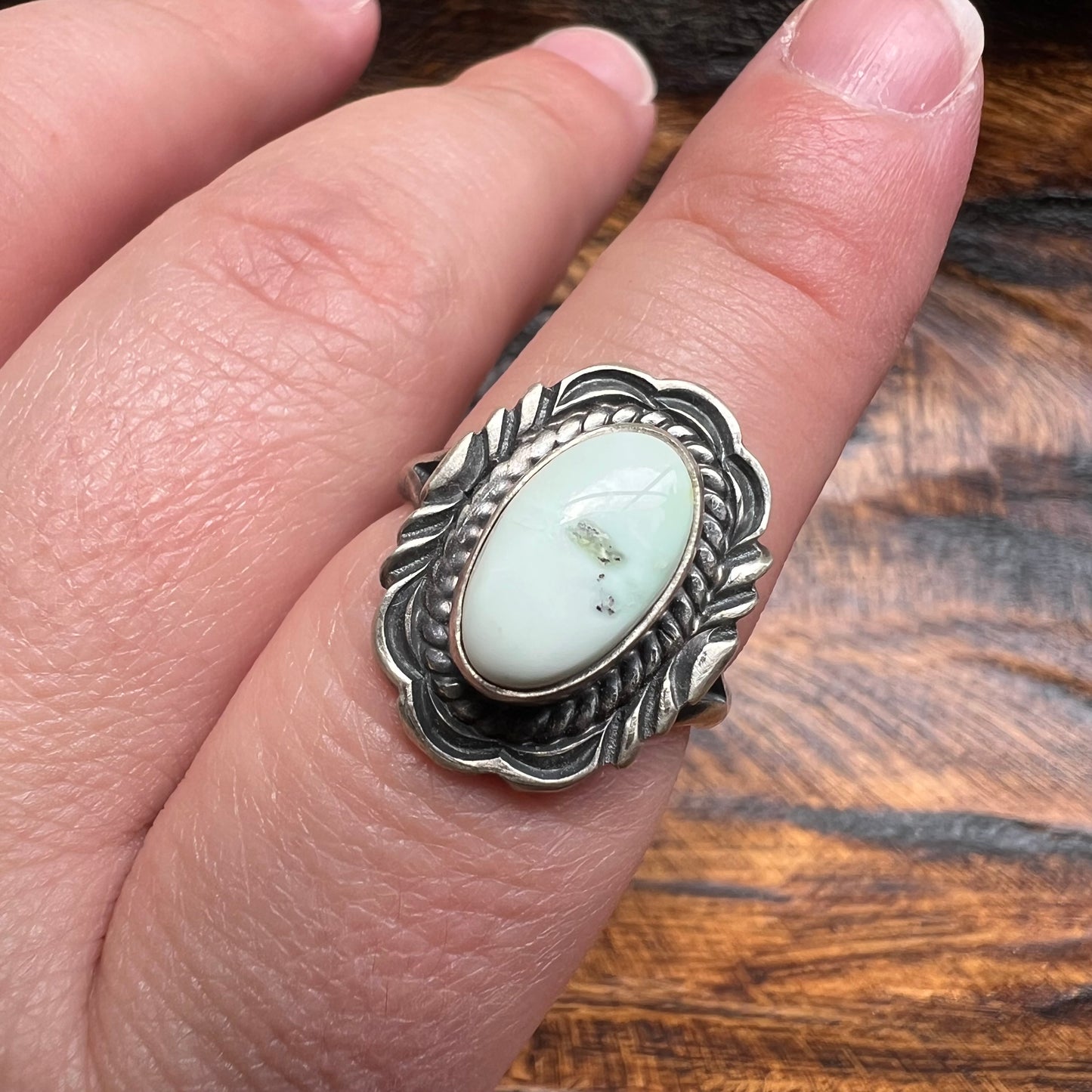 Virgil Chee Navajo Sterling Silver Palomino Turquoise Ring Size 7.5