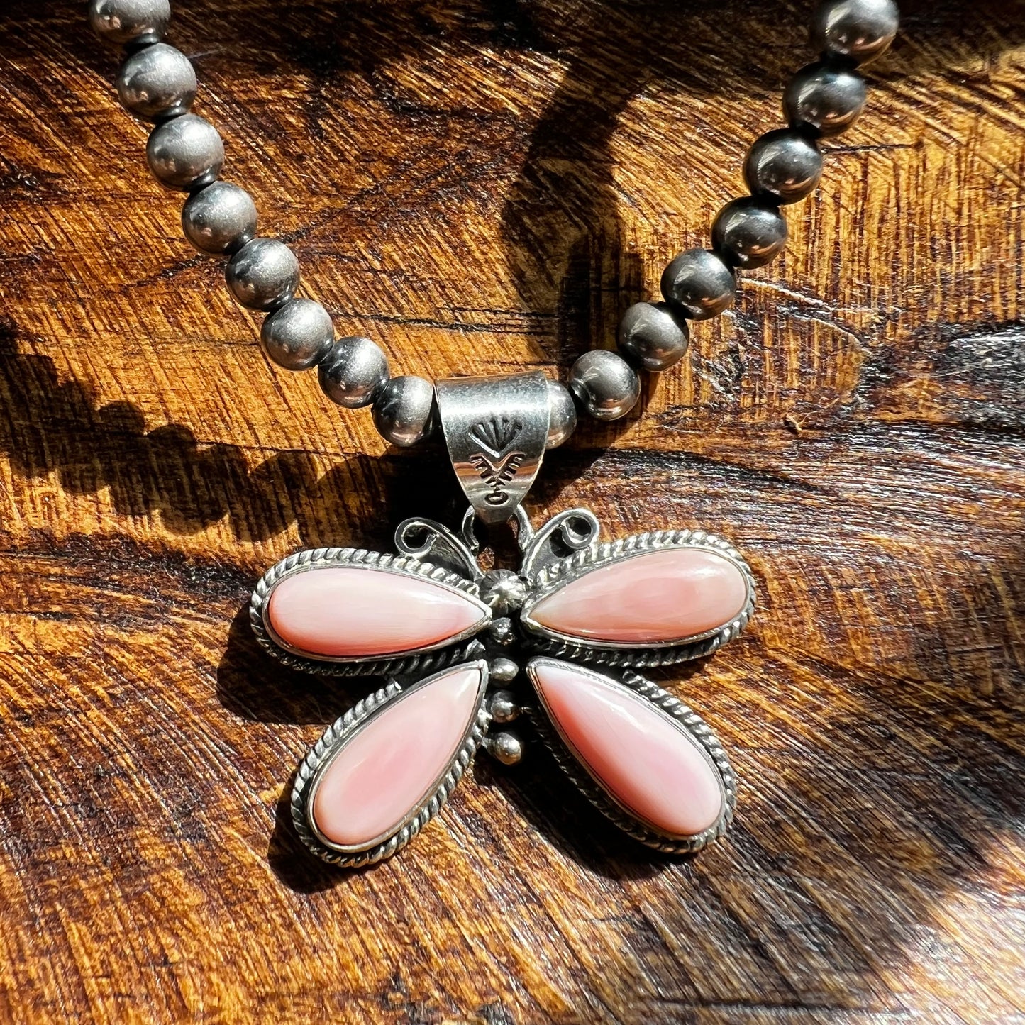 Pink Conch Butterfly Pendant