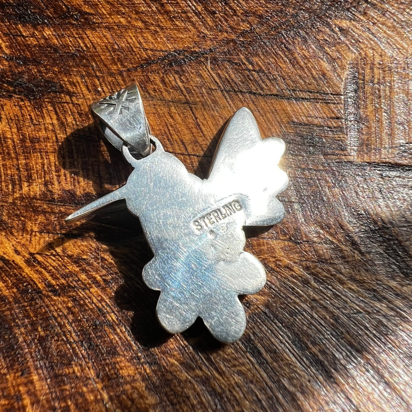 Kingman Turquoise & Italian Red Coral Hummingbird Pendant