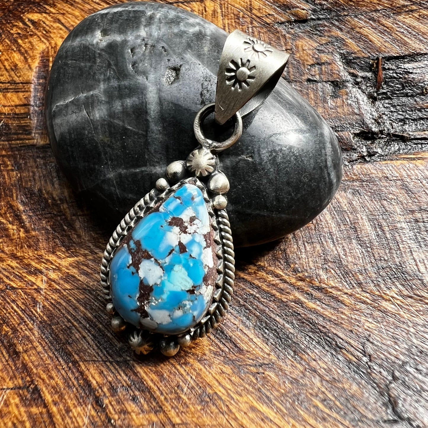 Sterling Silver Golden Hills Turquoise Teardrop Pendant