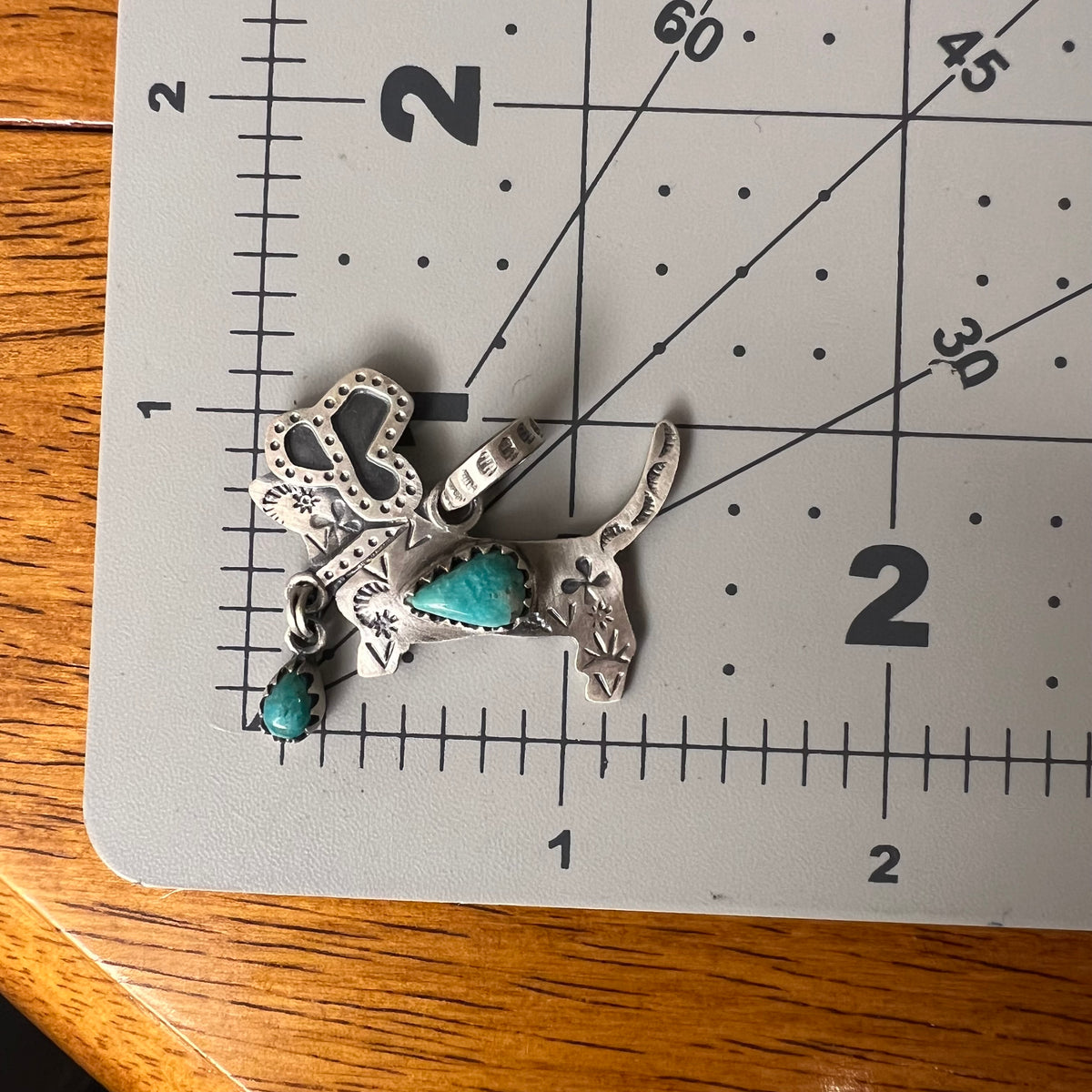 Sterling Silver Kingman Turquoise Cowboy Dachshund Pendants