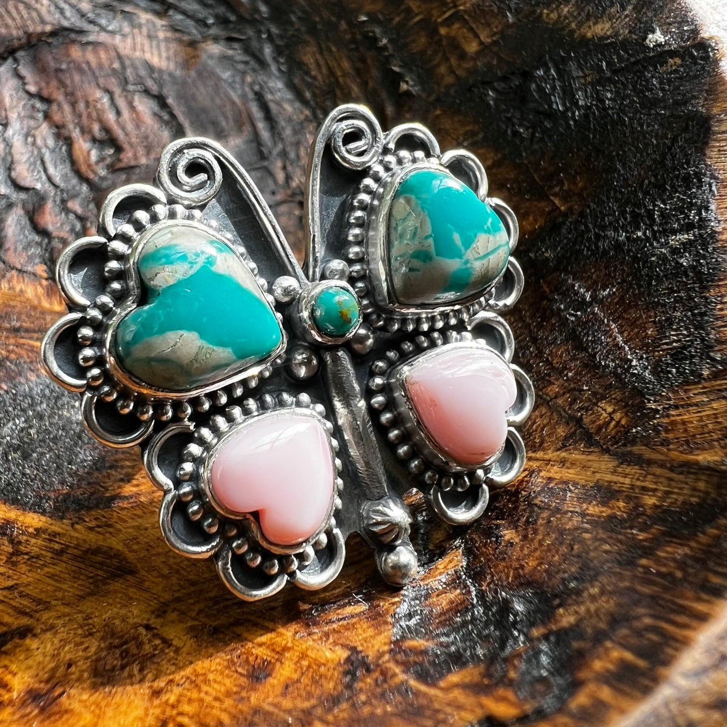 Ribbon Turquoise & Queen Conch Butterfly Statement Ring