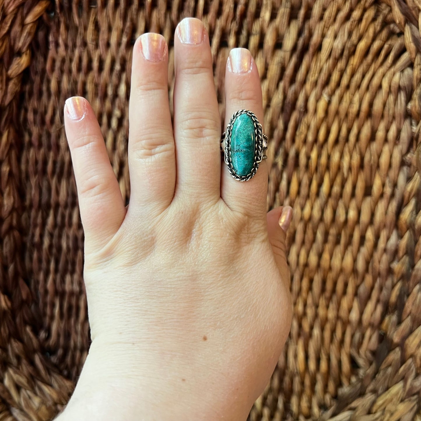 Kingman Turquoise Statement Ring – Wide Band Sterling Silver