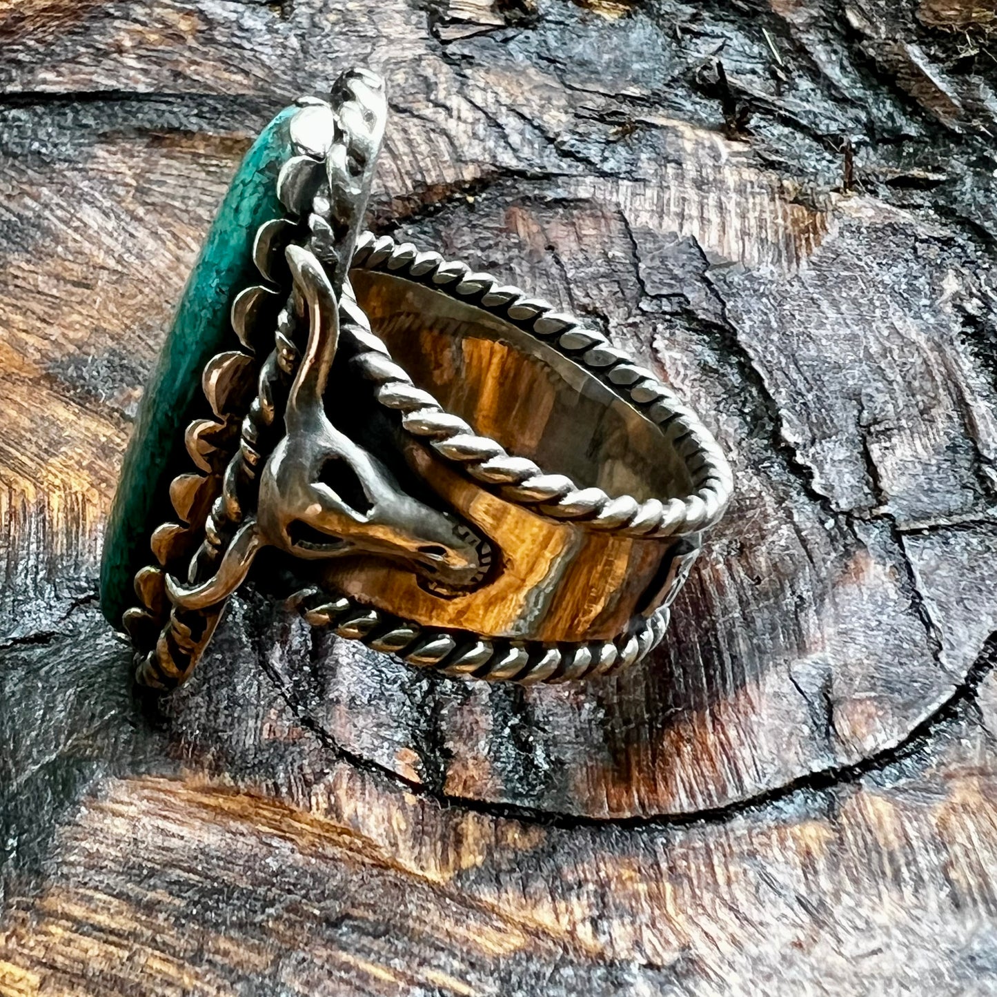 Kingman Turquoise Statement Ring – Wide Band Sterling Silver
