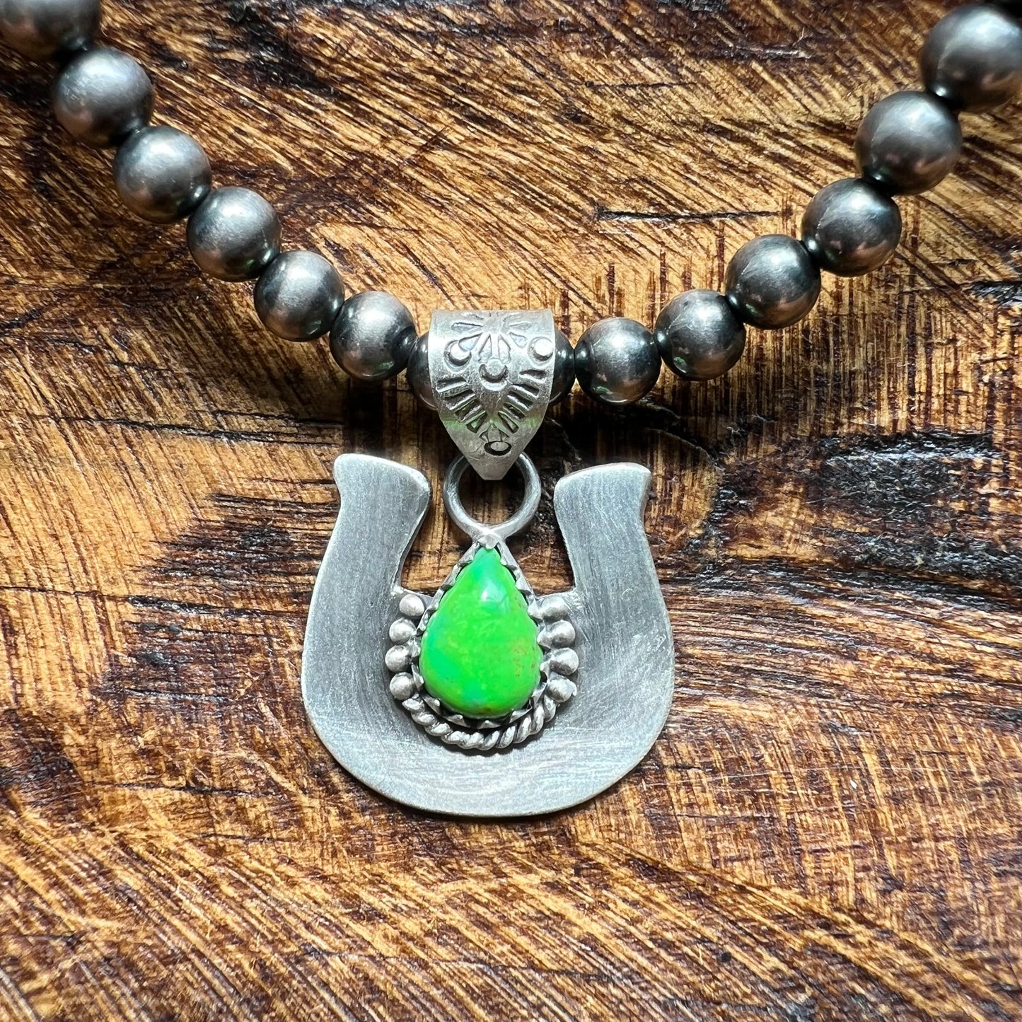 Sterling Silver Sonoran Gold Turquoise Horseshoe Pendant