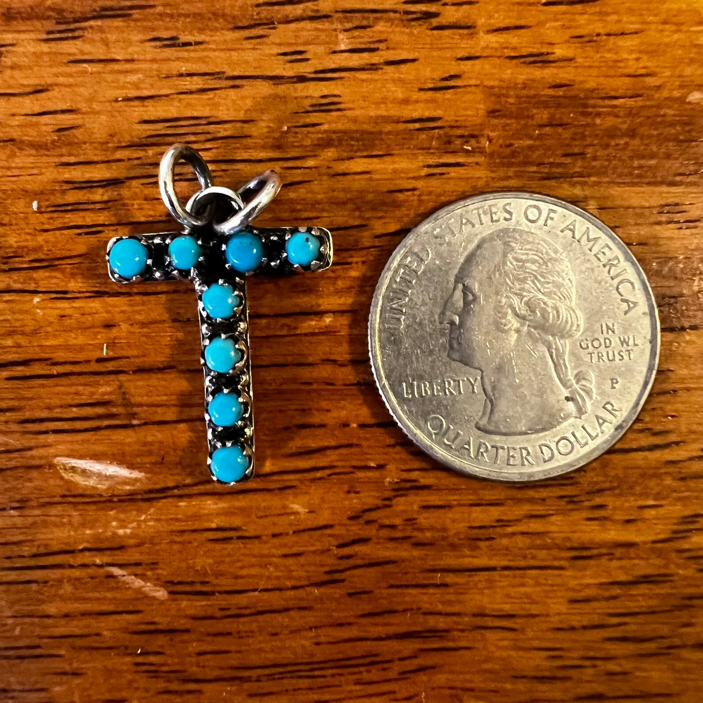 Kingman Turquoise Initial T Sterling Silver Pendant