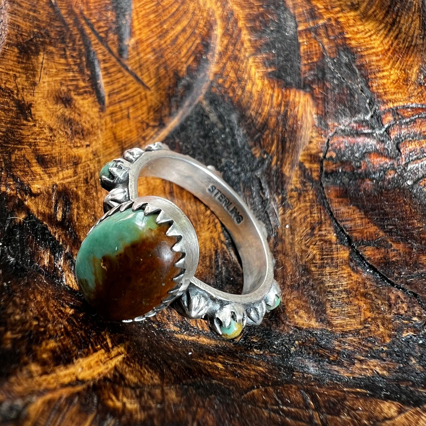 Sterling Silver & Kingman Turquoise Ring | Infinity Band | Size 10.5